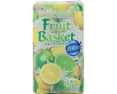 Туалетная бумага Marutomi Fruits Basket двухслойная c ароматом лимона и лайма, 12 рулонов