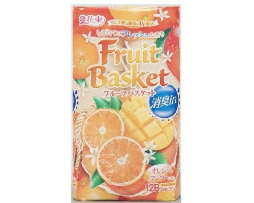 Туалетная бумага Marutomi Fruits Basket двухслойная c ароматом апельсина и манго, 12 рулонов