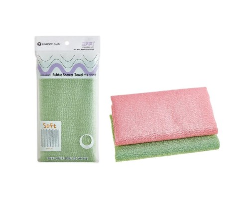 SC "Dreams Shower Towel" Мочалка для тела с плетением "Сетка" и полиэстеровыми нитями, мягкая, 28 см х 90 см, 1 шт.