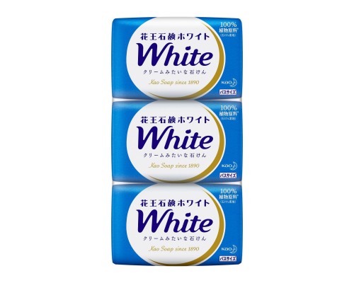 KAO "White" Увлажняющее крем-мыло для тела, с ароматом белых цветов, 3 шт. х 85 гр.