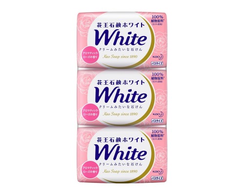 KAO "White" Увлажняющее крем-мыло для тела, на основе кокосового молока, с нежным ароматом роз, 3 шт. х 85 гр.