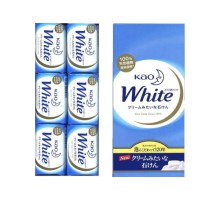 KAO "WHITE" Увлажняющее крем-мыло для тела с ароматом белых  цветов, 6 х 85гр.