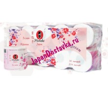 Бумага туалетная "Maneki", серия Dream, 3 слоя, 214 л., 30 м, гладкая, белая с легким ароматом сакуры, 10 рулонов/упаковка