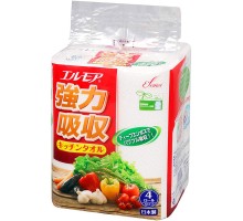 170322 "Kami Shodji" "ELLEMOI" Бумажные полотенца для кухни 50 отрезков (4 рулона) 1/16