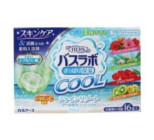 Hakugen "Earth Hers Cool" Соль для ванны с охлаждающим эффектом на основе углекислого газа с витамином С, с ароматами ацироллы, киви, лемонграсса, гибискуса, 16 таблеток по 45 гр.