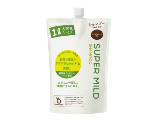 874651 "SHISEIDO" "Super MiLD" Мягкий шампунь для волос с ароматом трав (м/у) 1000 мл 1/9