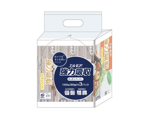 171435 "Kami Shodji" "ELLEMOI" Бумажные двухслойные полотенца для кухни 80 листов (м/у) 1/24