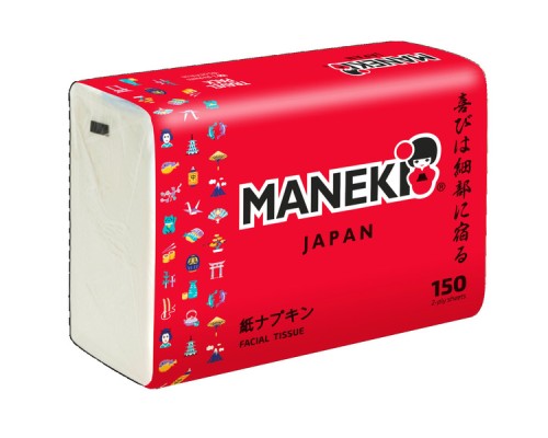 Maneki Салфетки бумажные "Maneki" RED, 2 слоя, белые, 150 шт./упаковка