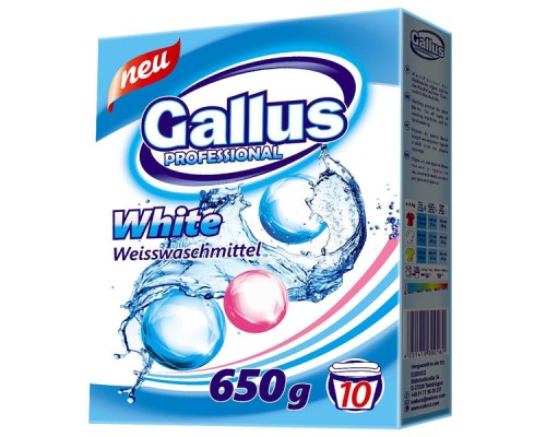 "Gallus" Стиральный порошок для стирки белых тканей White 0,65 кг/18 (10стирок)