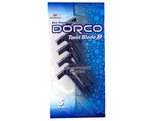 "Dorco 2" Cтанки для бритья одноразовые,2 лезвия, микрозаточка  5 шт.