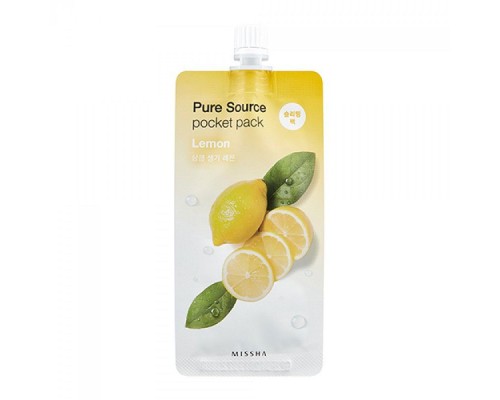 Missha Pure Source Pocket Pack Ночная несмываемая маска для лица с экстрактом лимона, 10 мл