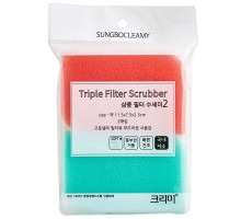 SB "CLEAN&CLEAR" Губка д/мытья посуды №098 "Triple Filter" (11,5смх7,5смх2,3см) мягкая