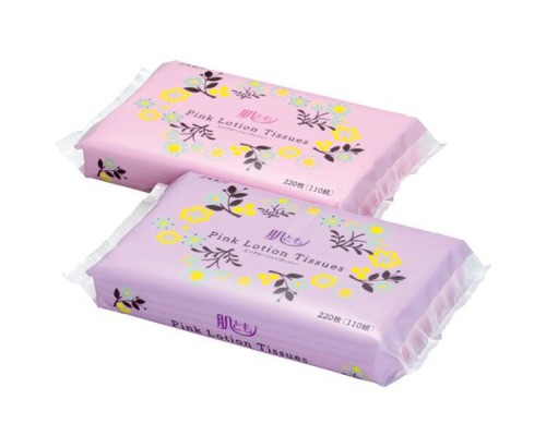 003811 "Kami Shodji" "ELLEMOI" "Pink" Бумажные розовые двухслойные салфетки с коэнзимом Q10 110шт (1 пачка) мэу  1/24