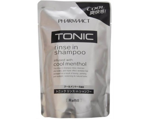 Шампунь для волос Pharmaact Cool Tonic Rinse in Shampoo восстанавливающий с ментолом, сменная упаковка, 400 мл