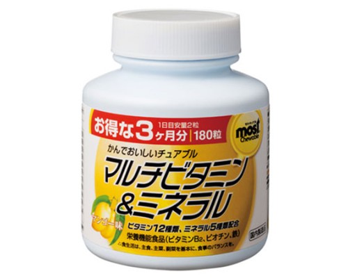 Orihiro Мультивитамины и минералы со вкусом манго, 180 шт