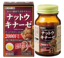 ORIHIRO Наттокиназа для здоровья сердечно-сосудистой системы Nattokinase 60 капсул.