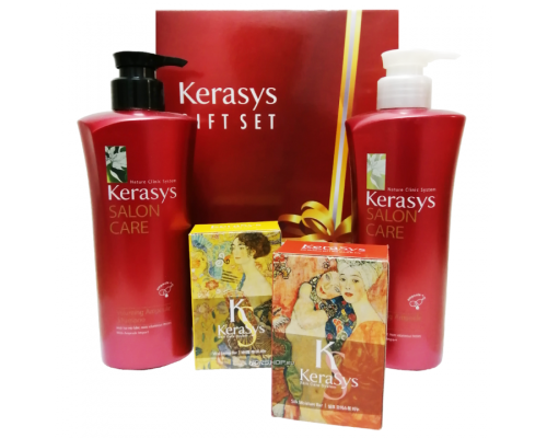 Подарочный набор KeraSys Salon Care Voluming Gift Set Объем №6 (шампунь 470 г + кондиционер 470 г + мыло 2шт + подарочная коробка + пакет) 