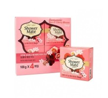 Мыло косметическое KeraSys Shower Mate Refresh Rose & Cherry Blossom Soap Роза и вишневый цвет, 4 шт по 100 г