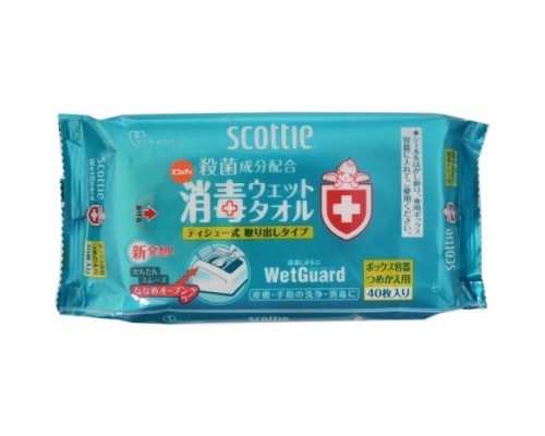 Nippon Paper  Дезинфицирующие спиртовые влажные полотенца для детей и взрослых с длительной защитой Crecia "Scottie WetGuard" 40 шт