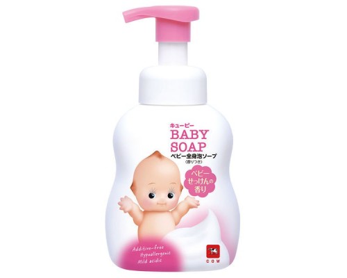 LION Детская пенка "2 в 1" для мытья волос и тела с первых дней жизни с аромат мыла ("Без слёз") "QP Baby Soap" 400 мл