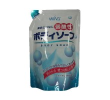  NIHON Смягчающее крем-мыло для тела с коллагеном и лауриновой кислотой "Wins Mild Acidity Body Soap" аромат цветочного мыла, в мягкой упаковке, 400 мл