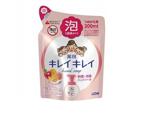 LION Мыло-пенка для рук "KireiKirei" с ароматом МИКСА фруктов 200 мл (мягкая упаковка)