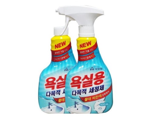 LION Многофункциональный чистящий спрей для ванных комнат "Multipurpose Detergent For Bathroom" 500 мл х 2 шт. (флакон с распылителем + сменный флакон)