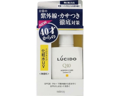 Mandom Увлажняющий лосьон для лица "Lucido Ageing Care Lotion UV" с защитой от ультрафиолета SPF 28 PA++, для мужчин после 40 лет, без запаха, красителей и консервантов, 100 мл.