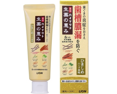 LION Зубная паста "Hitect Seiyaku" для профилактики болезней десен и кариеса с ароматом лечебных трав (коробка) 90 г