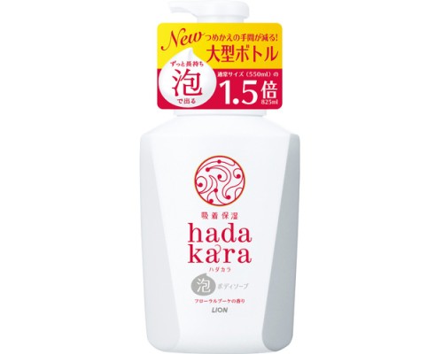 LION Бархатное увлажняющее мыло-ПЕНКА для тела с ароматом букета цветов “Hadakara" 825 мл (дозатор)
