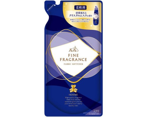 LION Антистатический кондиционер FaFa Fine Fragrance "Homme" для белья с красивым мускатным ароматом чая с бергамотом 500 мл, мягкая упаковка