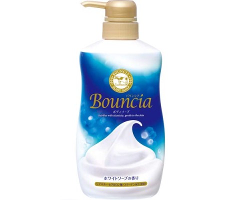 LION Сливочное жидкое мыло "Bouncia" для рук и тела с нежным свежим ароматом (дозатор) 500 мл