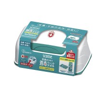 Nippon Paper Дезинфицирующие спиртовые влажные полотенца для детей и взрослых с длительной защитой Crecia "Scottie WetGuard" в боксе 40 шт
