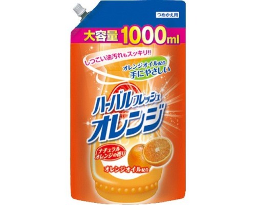 Mitsuei Средство для мытья посуды, овощей и фруктов (аромат апельсина) мягкая упаковка с крышкой 1000 мл