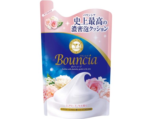 LION Сливочное жидкое мыло "Bouncia" для рук и тела с ароматом роскошного букета (мягкая упаковка) 400 мл