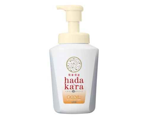 LION Бархатное экстра-увлажняющее мыло-ПЕНКА для тела с ароматом розового сада "Hadakara" 530 мл (дозатор)