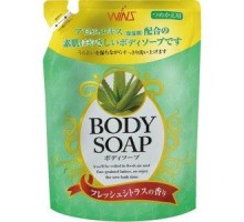 Крем-мыло для тела Nihon Wins Body Soap Aloe с экстрактом алоэ и богатым ароматом, сменная упаковка, 400 мл