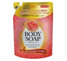 Nihon "Wins Body Soup Rose" Крем-мыло для тела с розовым маслом и богатым ароматом, сменная упаковка, 400 мл.