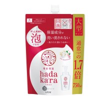 LION Бархатное увлажняющее мыло-ПЕНКА для тела с ароматом букета цветов “Hadakara" 750 мл (мягкая упаковка с крышкой)