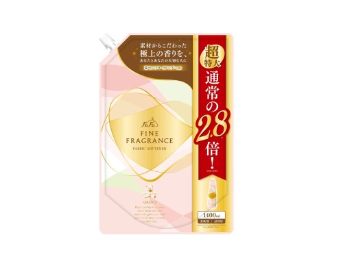 LION Антистатический кондиционер FaFa Fine Fragrance "Amour" для белья с роскошным цветочно-шипровым ароматом 1400 мл, мягкая упаковка с крышкой