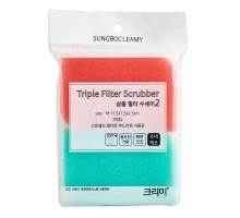 LION Многослойная губка "Triple Filter Scrubber Soft" для мытья посуды с полиуретановым покрытием (мягкая), (размер 11,5 х 7,5 х 2,5 см) х 2 шт