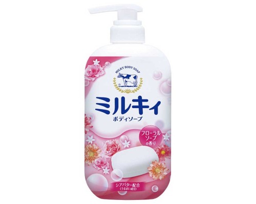 COW Молочное увлажняющее жидкое мыло для тела с цветочным ароматом "Milky Body Soap" дозатор 550мл