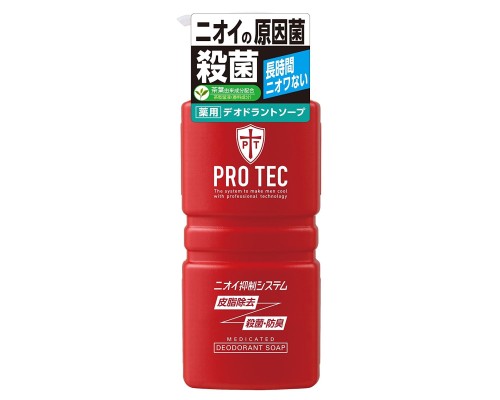 LION Мужское дезодорирующее жидкое мыло для тела с ментолом "PRO TEC" 420 мл (помпа)