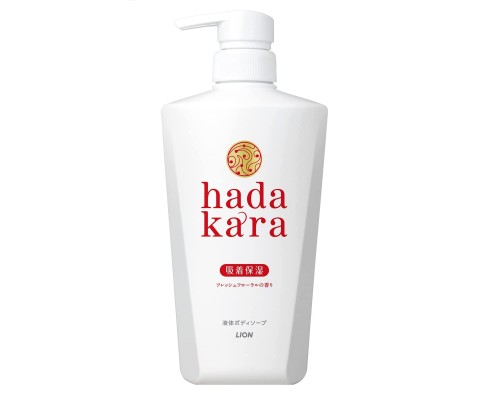LION Увлажняющее жидкое мыло для тела с ароматом изысканного цветочного букета “Hadakara" 500 мл (дозатор)