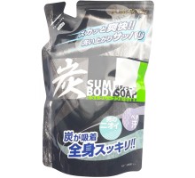 Mitsuei Глубокоочищающее крем-мыло для мужчин с древесным углём, дезодорирующее, ароматом мяты и грейпфрута, мягкая упаковка, 400 мл.