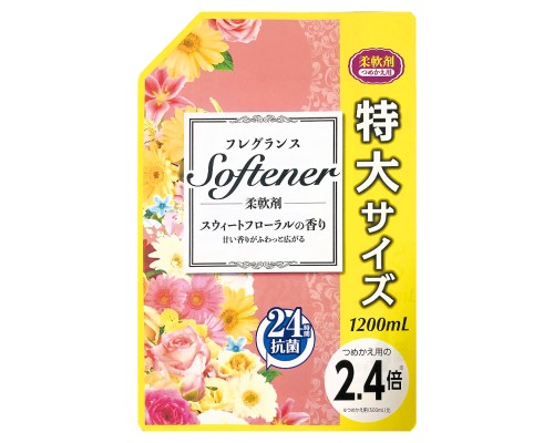 LION Кондиционер для белья "Softener floral" с нежным цветочным ароматом и антибактериальным эффектом МУ 1200 мл