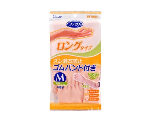 LION Резиновые перчатки “Family” (Удлиненные, средней толщины с внутренним покрытием) M (оранжевые) 1 пара