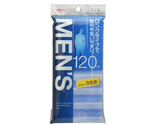 AISEN Mens Мужская мочалка для тела жесткая, удлиненная, 28 х 120 см (237314)
